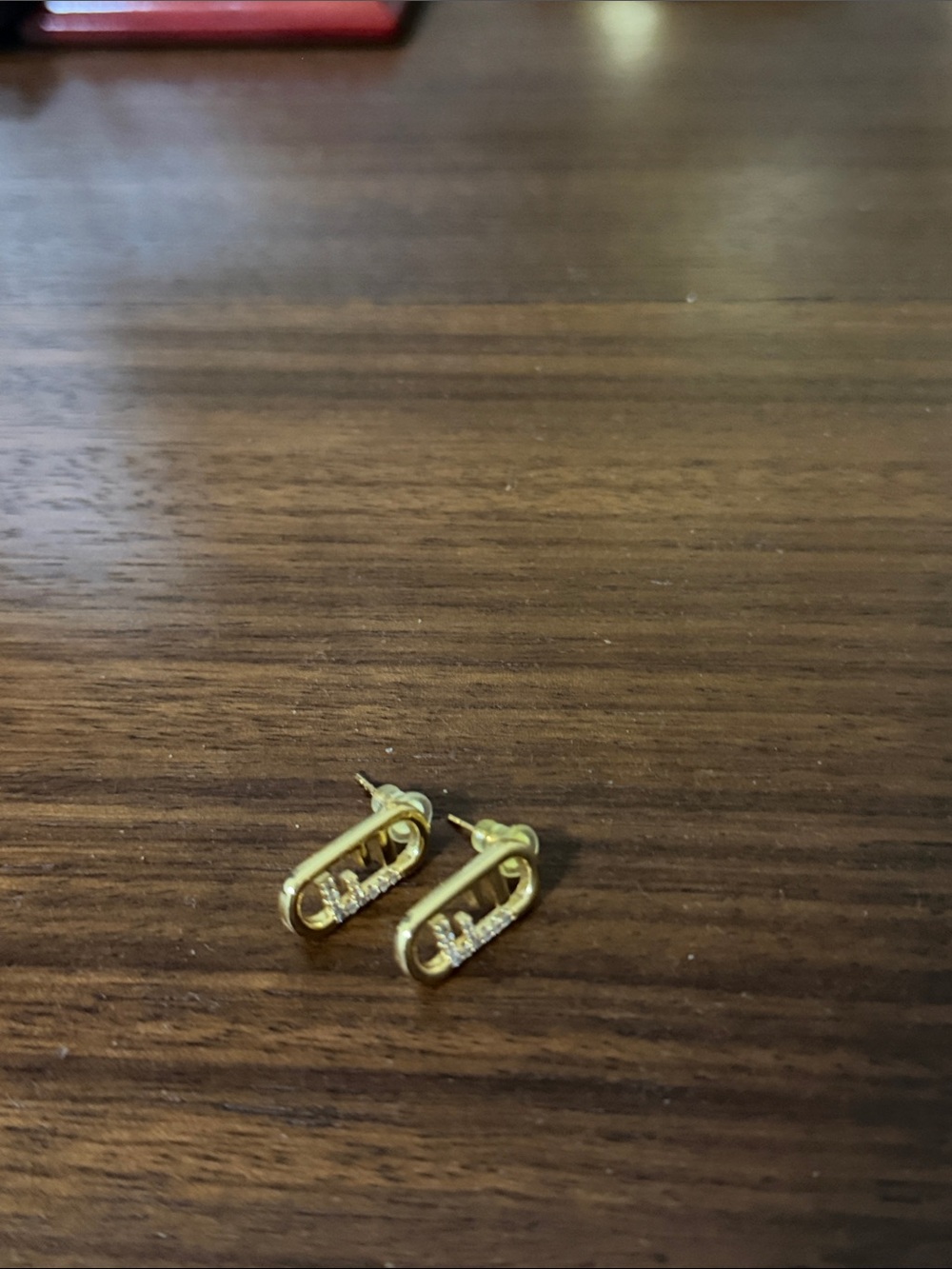 Gold Tone Women's Clip-On Earrings with Crystal Accents - Picture 2 of 6